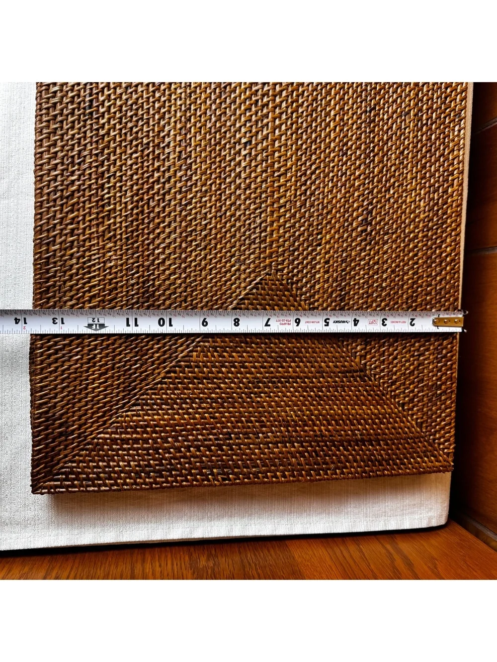 Set of 4 Vintage Woven Rattan Placemats 19.5x14 with 4 Matching Napkin Rings